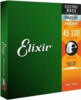 Bassguitar strings Elixir 14777 NanoWeb Light Long Scale 45-130 - 2