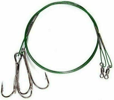 Angelschnur Mivardi Wire Leader Swivel/Treble Hook Green 25 cm 9 kg Spinnsysteme - 2