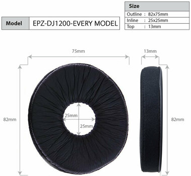 Oorkussens voor hoofdtelefoon Earpadz by Dekoni Audio EPZ-DJ1200-PU Oorkussens voor hoofdtelefoon Black 2 st. - 7