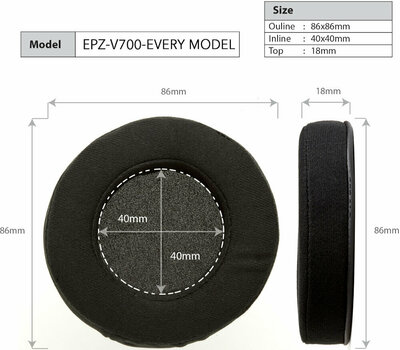 Ear Pads Earpadz by Dekoni Audio EPZ-V700-PU Ear Pads Black 2 pcs - 6