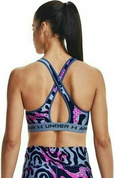 Fitness Underwear Under Armour Women's Armour Mid Crossback Printed Sports Bra Mineral Blue/Midnight Navy 2XL Fitness Underwear - 2