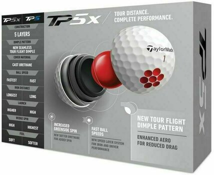 Nova loptica za golf TaylorMade TP5x Golf Ball White - 2