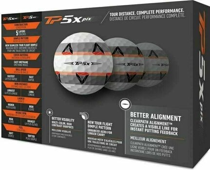 Nova loptica za golf TaylorMade TP5x pix Golf Ball White - 2