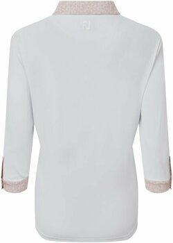 Camiseta polo Footjoy 3/4 Sleeve Pique with Printed Trim White/Blush Pink S - 2