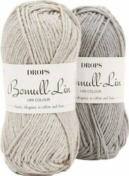 Knitting Yarn Drops Bomull-Lin Uni Colour 15 Light Grey Knitting Yarn - 2