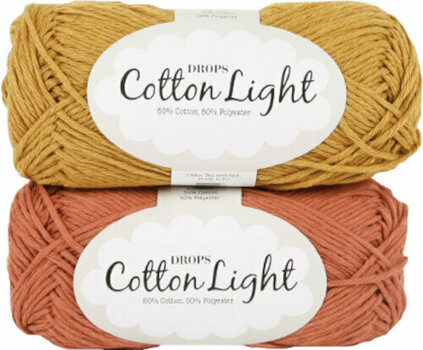 Knitting Yarn Drops Cotton Light Uni Colour 05 Light Pink - 2