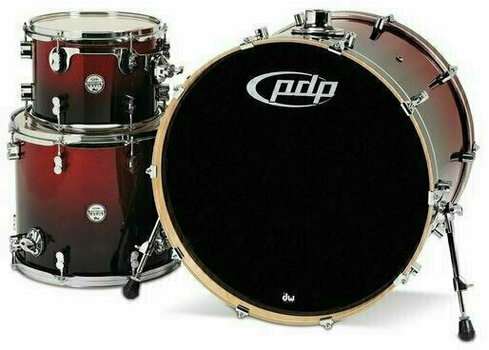 Akoestisch drumstel PDP by DW CM3 Concept Maple Shellset Red to Black Sparkle - 2