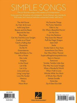 Partitura para pianos Hal Leonard Simple Songs - The Easiest Easy Piano Songs Livro de música - 2
