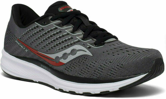 Road running shoes Saucony Ride 13 Charcoal/Red 44 Road running shoes - 5
