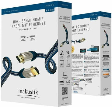 Hi-Fi Video kabel
 Inakustik High Speed HDMI Cable with Ethernet Blue 1,5 m - 2