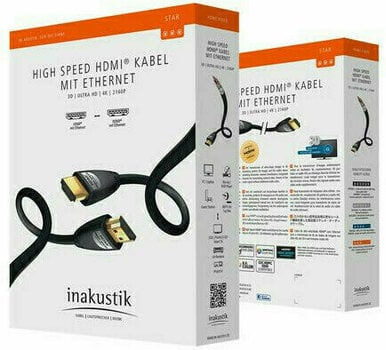 Hi-Fi Video kábel
 Inakustik High Speed HDMI Cable with Ethernet Black 1,5 m - 2