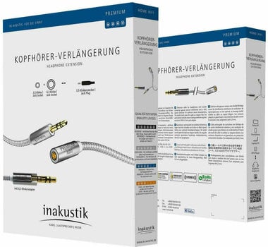 Hi-Fi-Erweiterung Audiokabel Inakustik Extension Cable for Headphones White 3,5mm 3 m - 3