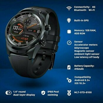 Smartwatch Mobvoi TicWatch Pro 4G Sort Smartwatch - 5