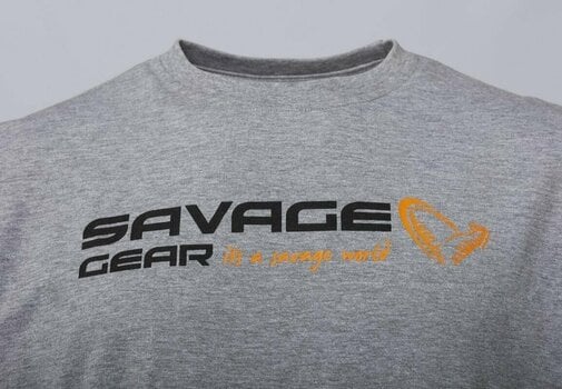 Horgászpóló Savage Gear Horgászpóló Signature Logo T-Shirt Grey Melange XL - 5