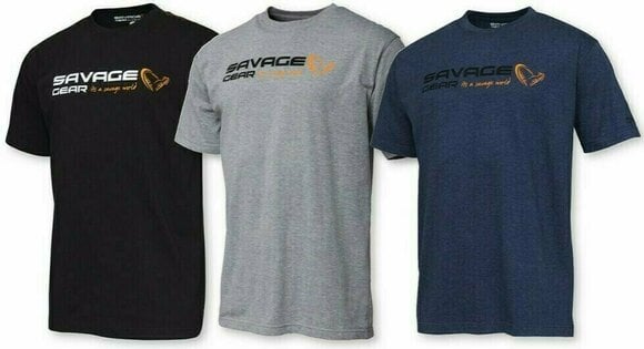Tričko Savage Gear Tričko Signature Logo T-Shirt Blue Melange L - 2