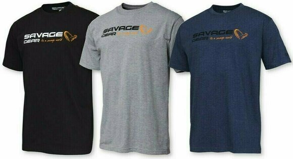 Tricou Savage Gear Tricou Signature Logo T-Shirt Blue Melange M - 2