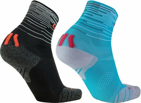 Hardloopsokken UYN Free Run Socks 2 Pairs Zwart-Turquoise 35/36 Hardloopsokken - 2