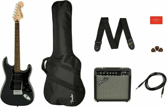Electric guitar Fender Squier Affinity Series Stratocaster HSS Pack LRL Charcoal Frost Metallic - 3