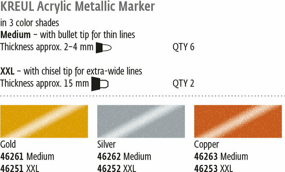 Markør Kreul Metallic XXL Metallic Acrylic Marker Gold 1 stk. - 2
