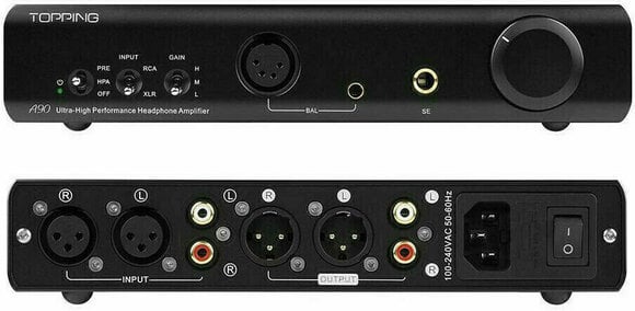 Pré-amplificador de auscultadores Hi-Fi Topping Audio A90 Preto - 3