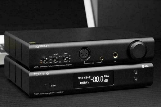 Pré-amplificador de auscultadores Hi-Fi Topping Audio A90 Preto - 5