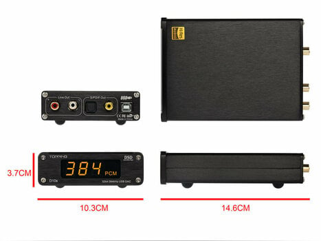 Hi-Fi DAC &amp; ADC-liitäntä Topping Audio D10s Musta - 9