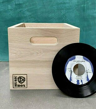 Vinylplade-kasse Music Box Designs 7 inch Vinyl Storage Box- ‘Singles Going Steady' Natural Oak Box Vinylplade-kasse - 3