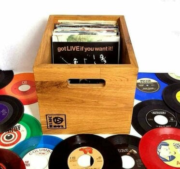 Caja de discos de vinilo Music Box Designs 7 inch Vinyl Storage Box- ‘Singles Going Steady' Oiled Oak  Caja Caja de discos de vinilo - 2
