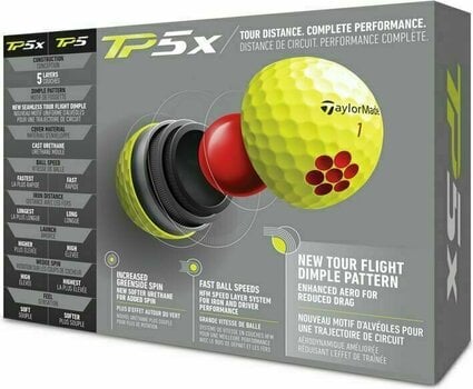 Golfová loptička TaylorMade TP5x Golf Ball Yellow - 2