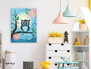 Painting by Numbers Zuty RTMT-RA088 Blue Owl And Flowers - 1