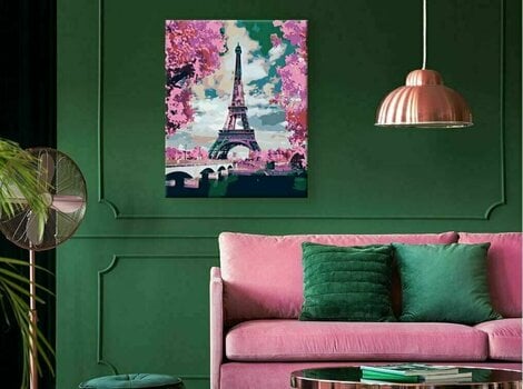 Picturi pe numere Zuty Pictură pe numere Turnul Eiffel și copacii roz - 2