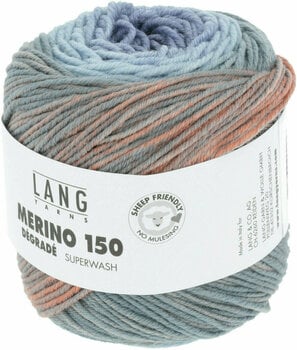 Knitting Yarn Lang Yarns Merino 150 Dégradé 0001 Blue/Yellow/Orange Knitting Yarn - 2