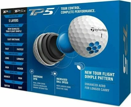 Нова топка за голф TaylorMade TP5 Golf Ball White - 2