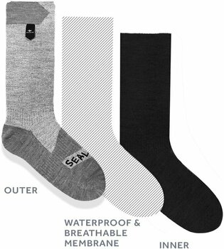 Fahrradsocken Sealskinz Waterproof Warm Weather Soft Touch Ankle Length Sock Black/Grey Marl/White XL Fahrradsocken - 4