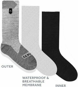 Fahrradsocken Sealskinz Waterproof Warm Weather Soft Touch Ankle Length Sock Black/Grey Marl/White M Fahrradsocken - 4