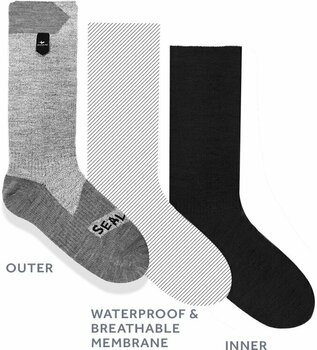 Cycling Socks Sealskinz Waterproof All Weather Ankle Length Sock Black/Grey Marl S Cycling Socks - 2