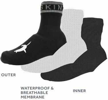 Cycling Shoe Covers Sealskinz Waterproof All Weather Cycle Oversock Black/Grey M Cycling Shoe Covers - 3
