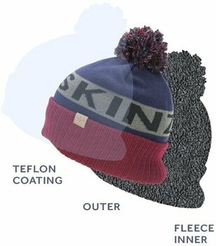 Cycling Cap Sealskinz Water Repellent Cold Weather Bobble Hat Navy Blue/Grey/Red 2XL Beanie - 3