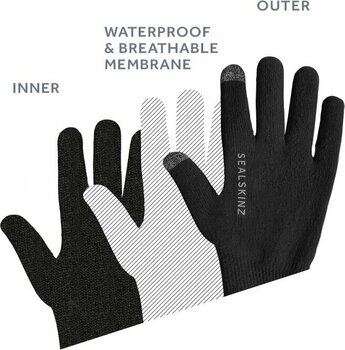 Велосипед-Ръкавици Sealskinz Waterproof All Weather Ultra Grip Knitted Gauntlet Black L Велосипед-Ръкавици - 4
