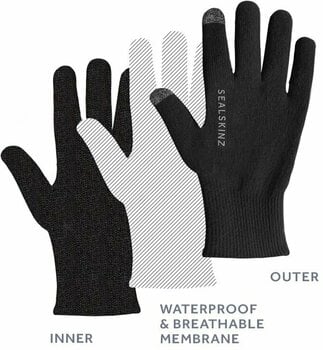 Kesztyű kerékpározáshoz Sealskinz Waterproof All Weather Ultra Grip Knitted Glove Black XL Kesztyű kerékpározáshoz - 3