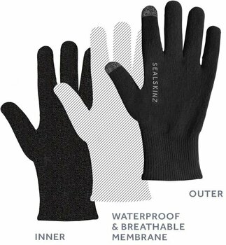 Kesztyű kerékpározáshoz Sealskinz Waterproof All Weather Ultra Grip Knitted Glove Black S Kesztyű kerékpározáshoz - 3