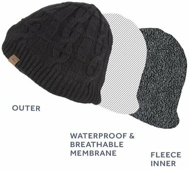 Fietspet Sealskinz Waterproof Cold Weather Cable Knit Beanie Black S/M Muts - 2