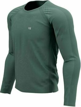 Running t-shirt with long sleeves Compressport Training T-Shirt Silver Pine XL Running t-shirt with long sleeves - 8