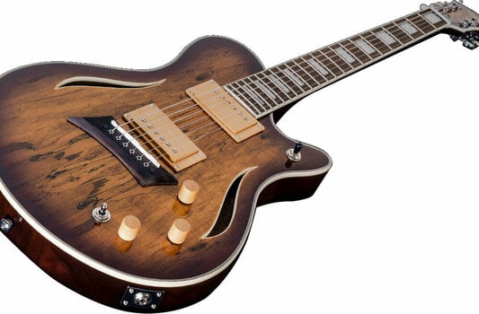 Semi-akoestische gitaar Michael Kelly Hybrid Special Spalted B Spalted Burst - 3