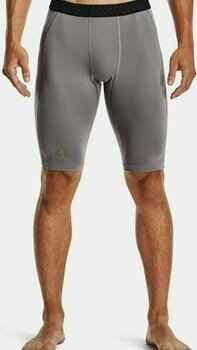 Fitness Trousers Under Armour UA Rush HeatGear 2.0 Long Shorts Concrete/Black S Fitness Trousers - 4