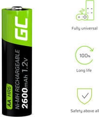 AA Batteries Green Cell HR6 2600mAh 4 AA Batteries - 6
