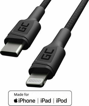 USB-kabel Green Cell KABGC07 Power Stream USB-C - Lightning 100 cm Zwart 100 cm USB-kabel - 5