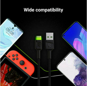 USB Cable Green Cell KABGC06 USB Cable - USB-C 120cm Black 120 cm USB Cable - 4