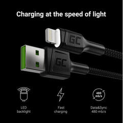 USB-Kabel Green Cell KABGC12 USB-A - Lightning 200cm 200 cm USB-Kabel - 1