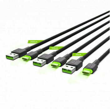 USB Kábel Green Cell KABGCSET01 Set 3x GC Ray USB-C Cable Čierna 120 cm-200 cm-30 cm USB Kábel - 4